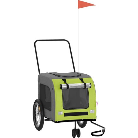 vidaXL Remorque de vélo pour animaux de compagnie vert et gris