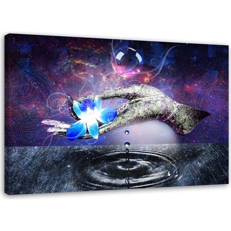Tableau décoratif Fleur abstraite Eau Violet 90x60 (1/5)