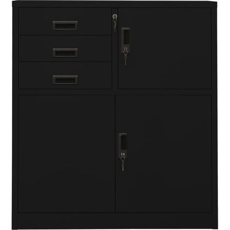 Armoire de bureau Noir 90x40x102 cm Acier