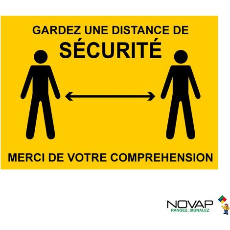 Panneau Garder une distance de sécurité - Jaune - Rigide A4 - 4600185