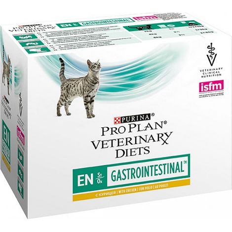 Food Cat Purina Pro Plan Rgime vtrinaire Flin gastro-intestinal DM avec boîte de poulet 10 x 85 gr