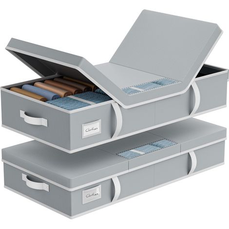 Rangement Sous Lit Grande Capacité avec Fenêtre Transparente gris