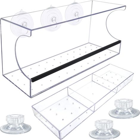 Mangeoire à Oiseaux Transparente pour Fenêtre avec Ventouses Puissantes et Plateau Amovible (1/5)
