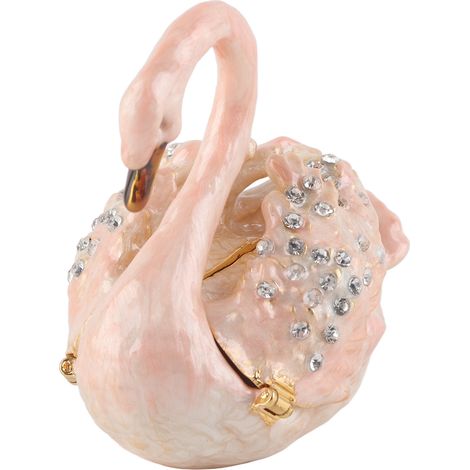 Coffret à bijoux Swan avec peinture émail exquise, strass incrustés, fermeture magnétique, boîte à trésors décorative pour colliers et bagues, élégant cadeau. (1/5)
