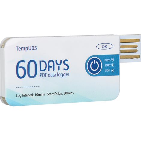 Enregistreur de données de température à usage unique TempU05, enregistreur de température USB jetable, rapport PDF (1/5)