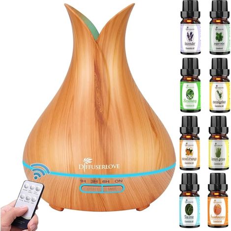 Diffuseur d'Huiles Essentielles Electrique d'Arômes à Ultrasons Télécommandé Humidificateurs Silencieux avec 7 Lampes De Couleur (1/4)