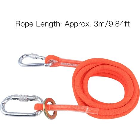 Longe de sécurité travaux aériens 3m, corde antichute avec mousquetons renforcés, équipement de protection pour électricien et chantier bâtiment