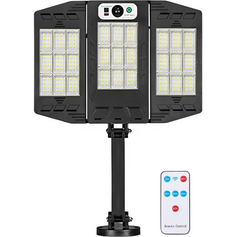 Mini farol solar con 3 paneles integrados y 216 LED, luz blanca, control remoto (1/5)