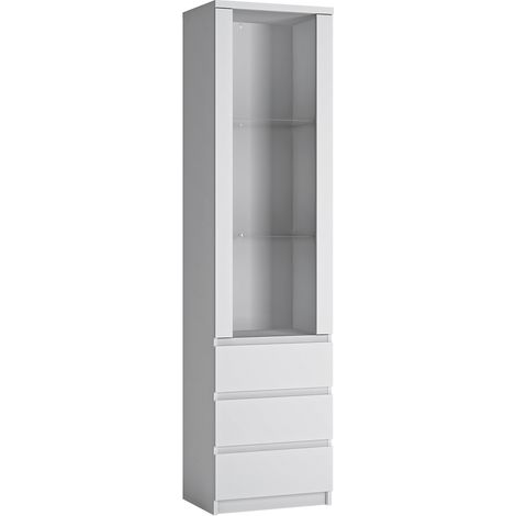 Vitrine mit 1 Tür und 3 Schubkästen in weiß FORTALEZA-129, B/H/T ca. 50,1/200/40 cm (1/5)