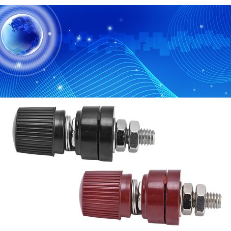 Borniers d'onduleur rouge et noir 10 à 1, 333 bornes M6, borne de mise à la terre en alliage de fer à vis de 32 mm, 44 mm de long, 0 V-380 V. (1/5)