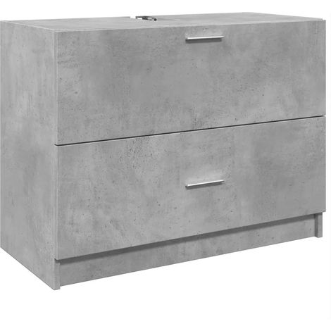 Armoire d'évier design moderne salle de bain 78 x 37 x 59 cm grand espace de rangement en bois gris béton (1/5)