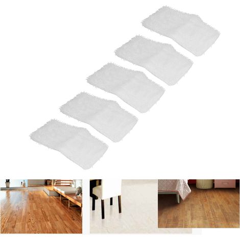 Lingettes de rechange pour balais microfibres - [SK140/SK115/SK410/SK435/SK460/SS460WM] - 5 pièces blanches absorbantes (1/5)
