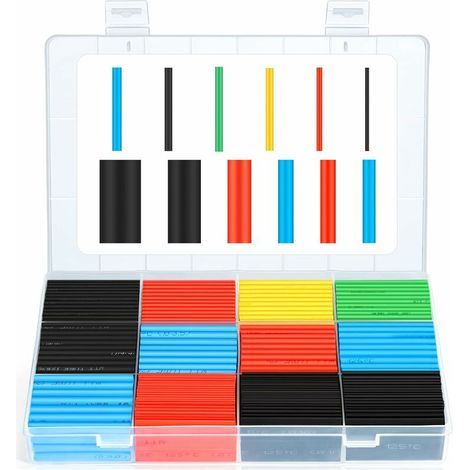 Heat Shrink Tubing, 560 Pieces 2:1 Ratio Heat Shrink Tubing, Electrical Insulation Heat Shrink Cable Tubing Kit with Box (5 Colors / 12 Sizes) (1/5)