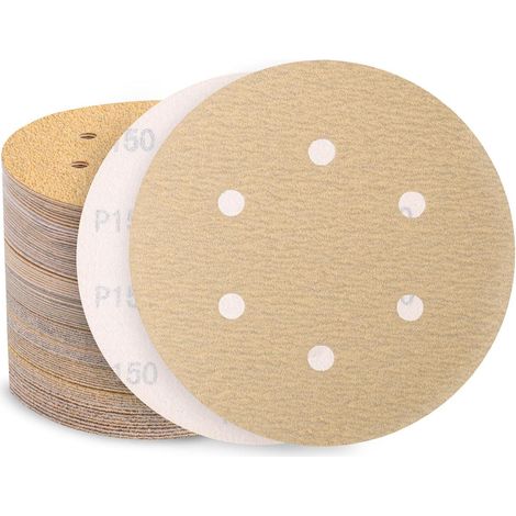 Schleifpapier 150mm Klett 6 Loch 100 Stück 150 Körnung P150-100 Stück (1/5)