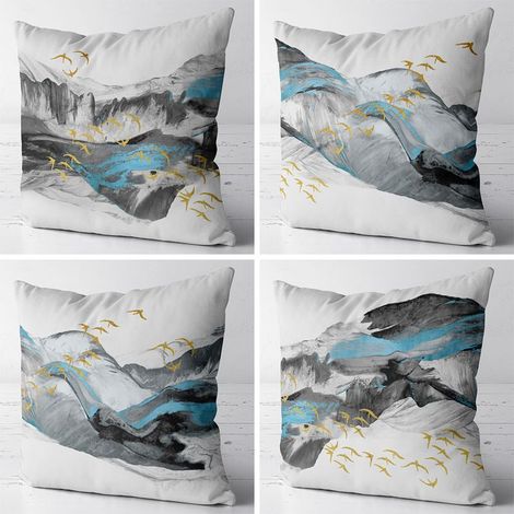Housses De Coussin De Paysage Extérieur 45x45cm, Housses De Coussin De Style Nordique Pour Meubles De Canapé De Banc Extérieur De Jardin