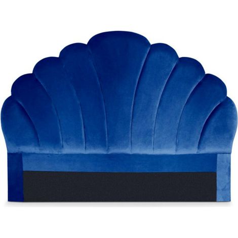 Tête de Lit en Velours "Shelly" 140cm Bleu (1/5)