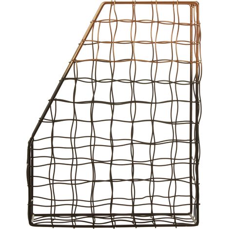 Premier Housewares Two Toned Magazine Holder Black And Rose Gold File Holders Iron Frame Magazine Rack For Stacking Up Books Magazine Newspapers Files (1/4)