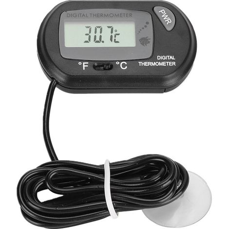 Contrleur de thermomètre d'eau d'aquarium de capteur d'affichage à cristaux liquides numérique accessoires de réservoir de poissons filairesnoir (1/5)