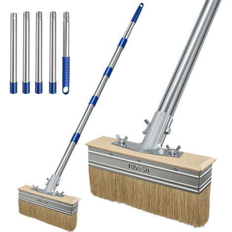 Pinceau de surface avec manche télescopique 135 cm brosse de terrasse avec poignée extensible brosse de plafond avec long manche (1/4)