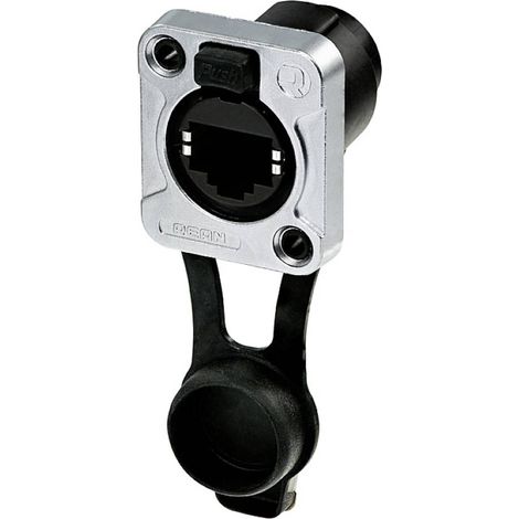 Rean AV Presa passante da incasso RJ45, IP65, alloggiamento a D cromato nero RRE8F-Z-001-1 Presa dritta 1 pz. (1/2)