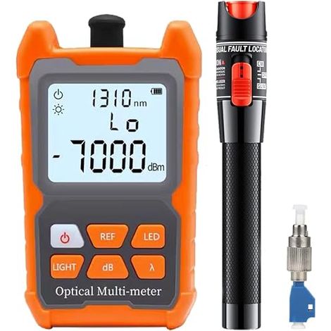 50mW Localisateur Visuel de Défauts, Photomètre Fibre Optique FTTH -70 dBm à +6 dBm, Testeur fibre optique avec Adaptateur FC-LC (1/5)