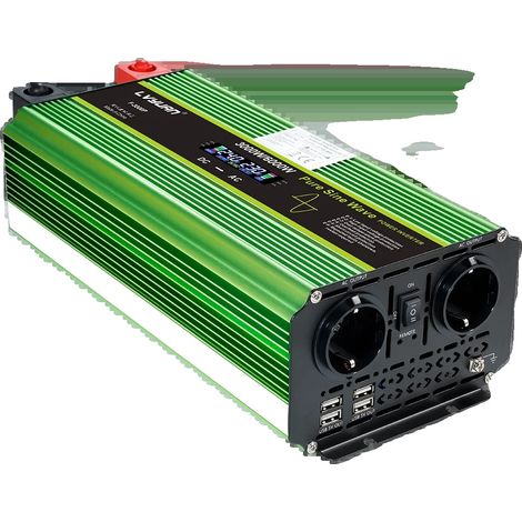 Wechselrichter, reine Sinuswelle, hoher Wirkungsgrad, 6000 W Spitzenleistung, Europa, DC 12 V, AC 220–240 V (1/2)