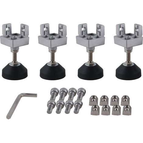 Lot de 4 pieds de support - Rainure 8 - 40 x 40 mm - Rainure 8 - Pied réglable en hauteur - Profil en aluminium - Pied de nivellement - Accessoires profilés en aluminium (1/4)