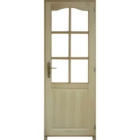 Gd Menuiseries – Bloc porte en paulownia 6 vitrages – Poussant gauche – Dimensions H204 x L83 cm – Pour espaces intérieurs