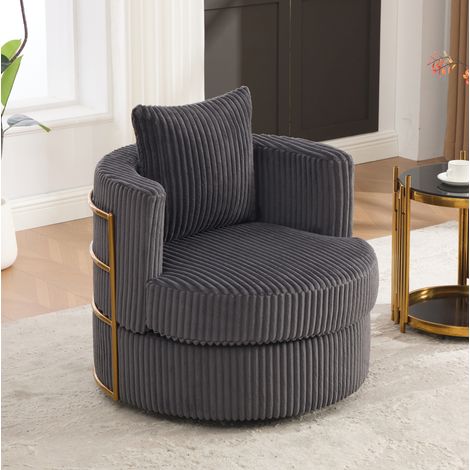 Fauteuil pivotant 360° en cordon, avec rangement sous l'assise, gris DESVIAE (1/5)