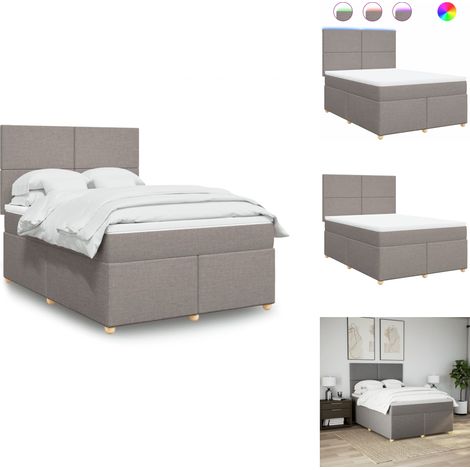 Sommier à lattes de lit avec matelas Taupe 160x200 cm Tissu - Sommier À Lattes De Lit - Sommiers À Lattes De Lit - Lit - Meuble De Chambre À Coucher (1/5)