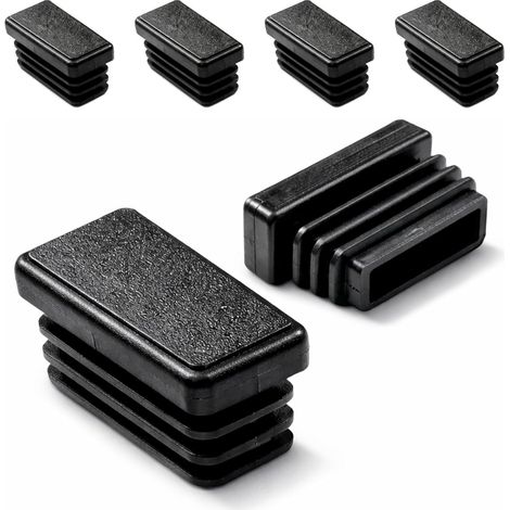 Lot de 4 embouts pour pieds de chaise 40 x 20 mm - Bouchons lamellaires en plastique noir à insérer dans des tubes carrés/rectangulaires - Finition propre, résistante aux rayures et insonorisante - Mo (1/4)