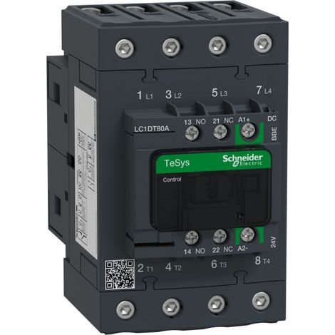 Contacteur TeSys D 4P 80A AC-1 jusqu'a 440V bobine 24V CC Everlin - LC1DT80ABBE (1/2)