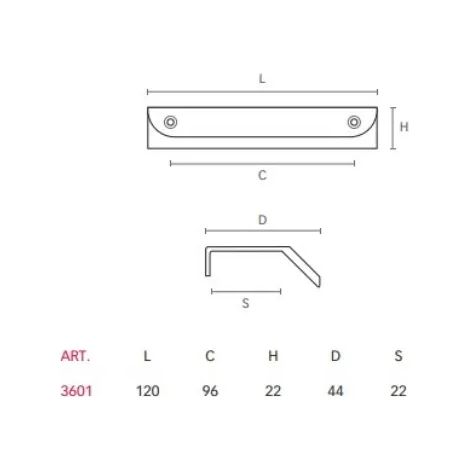 MANIGLIA MITAL 3601 CROMO SATINATO MM.120X44X22 (1/2)