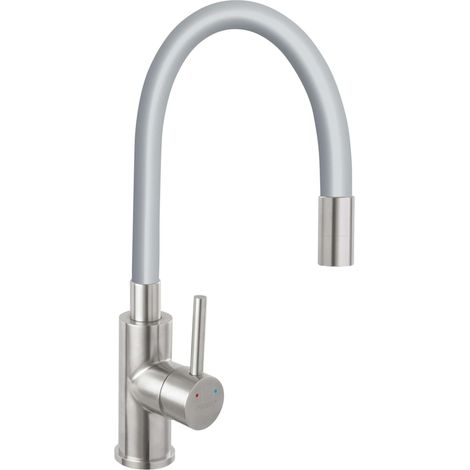 Novaservis Ferro - Miscelatore per lavello, con braccio di erogazione flessibile, grigio/acciaio inox 70710,4S