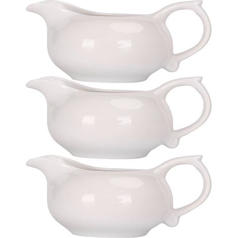 Boat À Sauce - Porcelaine Blanche - 3 Pièces - Pour Gravies Et Sauces - Usage Table Familial Et Réceptions (1/5)