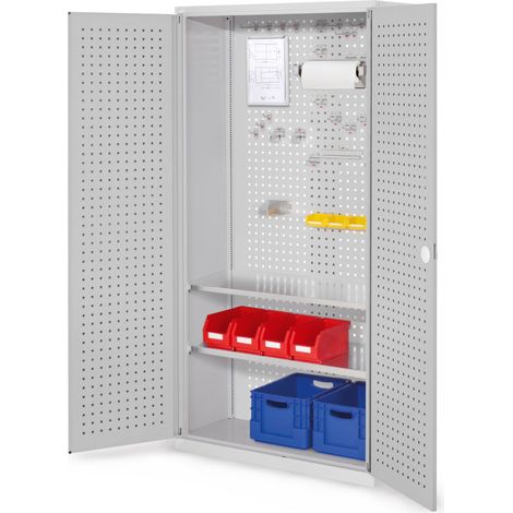 Kappes ®RasterPlan Werkzeugschrank 1950x1000m Modell 5 Tiefe 410mm Lochplattentüren lichtgrau