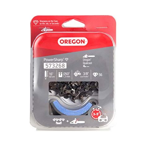 Oregon PowerSharp Catena di Ricambio per Motosega a Basso Contraccolpo con 56 Maglie di Trasmissione per Barra da 16 pollici (40 cm), Calibro 3/8", 0.050" (1.3 mm) (1/4)