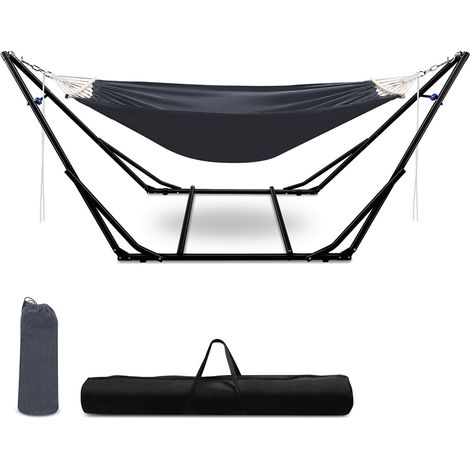 Randaco Hamac pliable avec support – Charge maximale 150 kg – Idéal pour loisirs, jardin et terrasse – Support de hamac