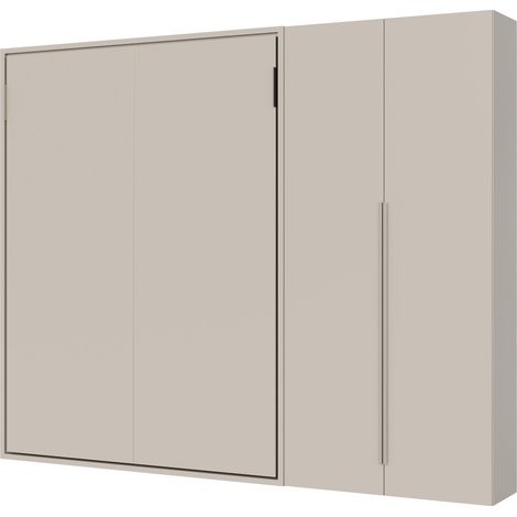 Lit double escamotable vertical Versia 160 avec armoire droite Argilla 2 portes