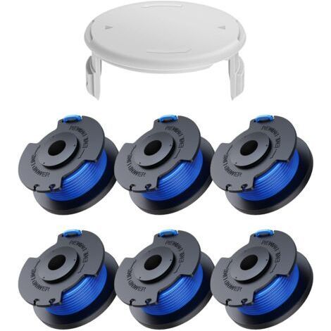 7 Pack Replacement Trimmer Line Spools for Ryobi One+ AC14RL3A 18v 24v 40v Trimmers, Spool Diameter 1.6mm, Length 20.11m (6 Trimmer Line Spools, 1 Cover) (1/5)