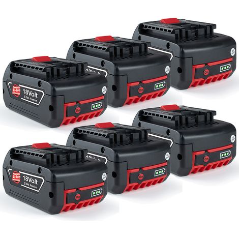 (Set mit 6 Stück Akku) für Bosch Professional GBA 18 Volt, 5.0 Ah Li-Ion Ersatzakku für Bosch BAT609 BAT610 BAT618 BAT618G BAT620 BAT622 Lithium-Ionen kompatibel mit BOSCH 1600A002U5, 2607337069, 2607 (1/5)