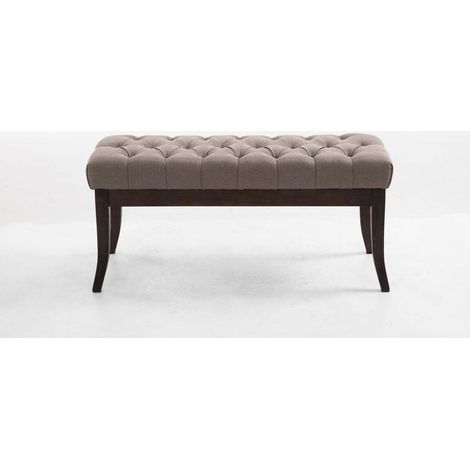 Panca design RAMSES in legno scuro antico e tessuto Tortora 100 cm (1/3)