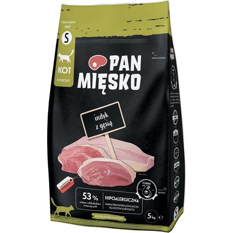 PAN MIĘSKO Dinde avec oie petite taille - croquettes pour chat - 5 kg