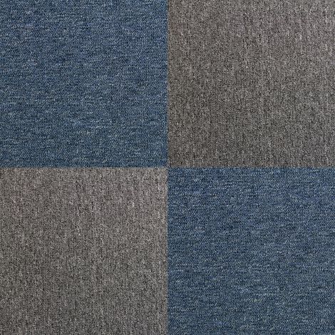 Monster-Shop – Dalle de moquette ultra-résistante bleu tempête et anthracite – 40 dalles 50cm x 50cm – Couverture 10m² – Installation facile et rapide