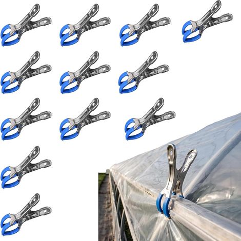 Lot de 12 pinces de piscine pour bâche, clips de bâche en acier inoxydable, pinces de protection pour bâche de piscine, pinces de fixation solides pour piscine et serre, modèle 1 (1/5)