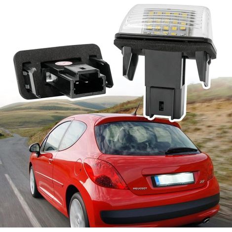 Lot de 2 feux plaque d'immatriculation LED pour Peugeot 206 207 306 307 308 406 407 5008 Citroën C3 C4 C5