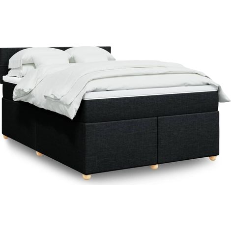 Boxspringbett mit Matratze Schwarz 160x200 cm Stoff