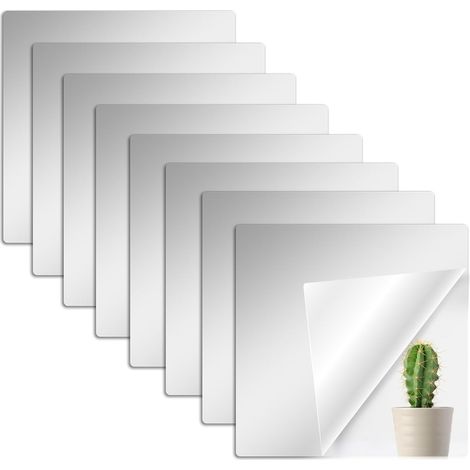 Set mit 8 selbstklebenden Acrylspiegeln – 15 x 15 cm – Selbstklebende Spiegelkacheln – Wandspiegel zum Aufkleben – Wandspiegel für Wand, Badezimmer, Wohnzimmer, Kleiderschrank (1/5)