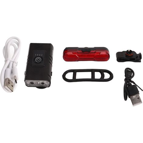Ensemble de feux avant et arrière vélo rechargeable USB, lampe vélo réglable faisceau haut/bas pour cyclisme nocturne (1/5)
