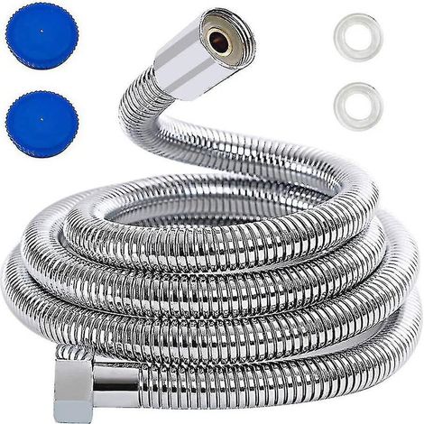 Flexible de douche extra long de 3 m (118 pouces) avec rondelles de rechange - Acier inoxydable (1/5)